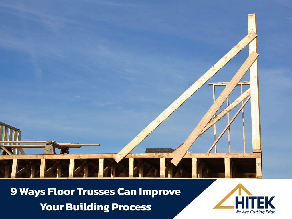 Wooden Floor Truss Being Installed In A New Home Construction